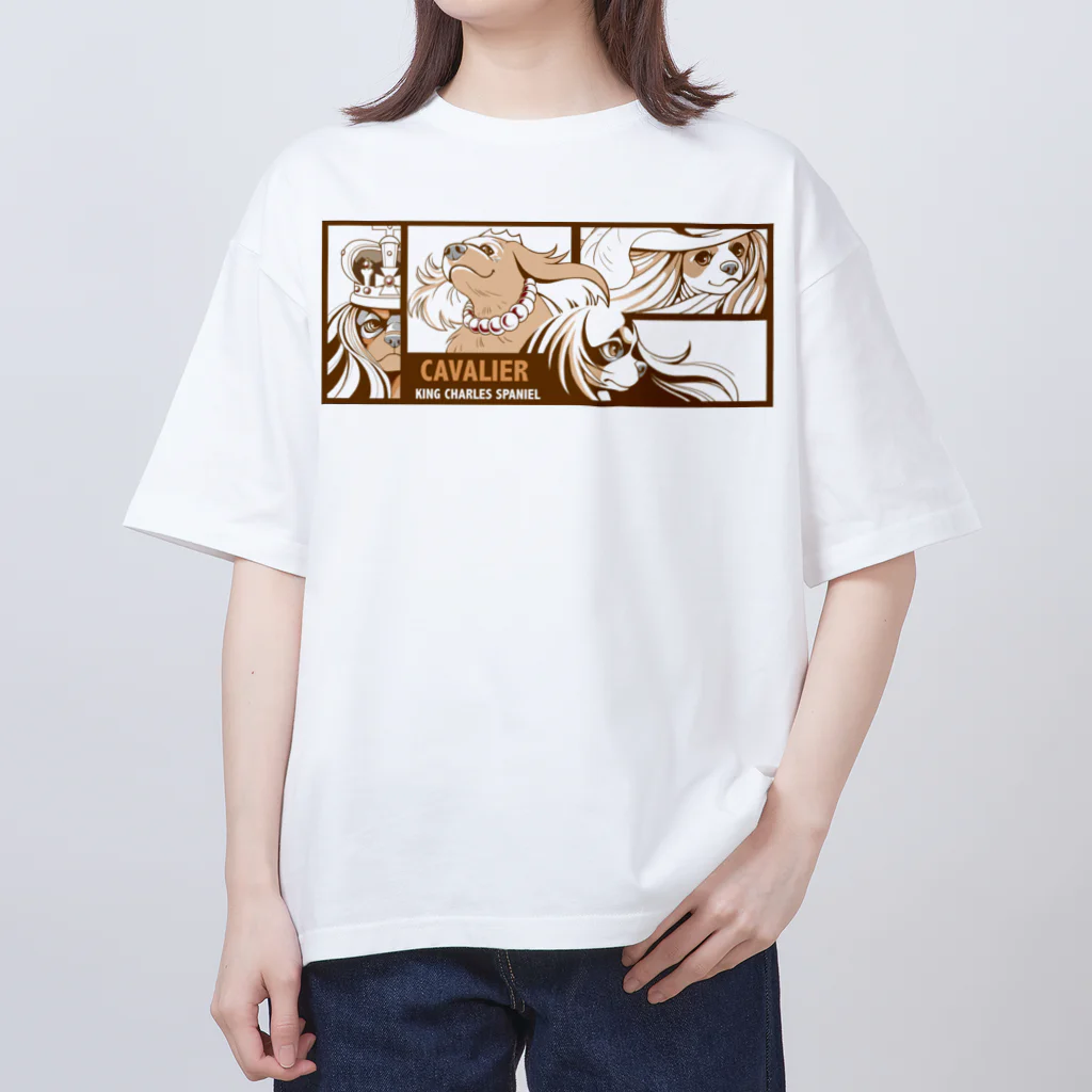 きくはうす  🐾ほぼキャバリアのアメコミ風キャバリア（セピア） Oversized T-Shirt