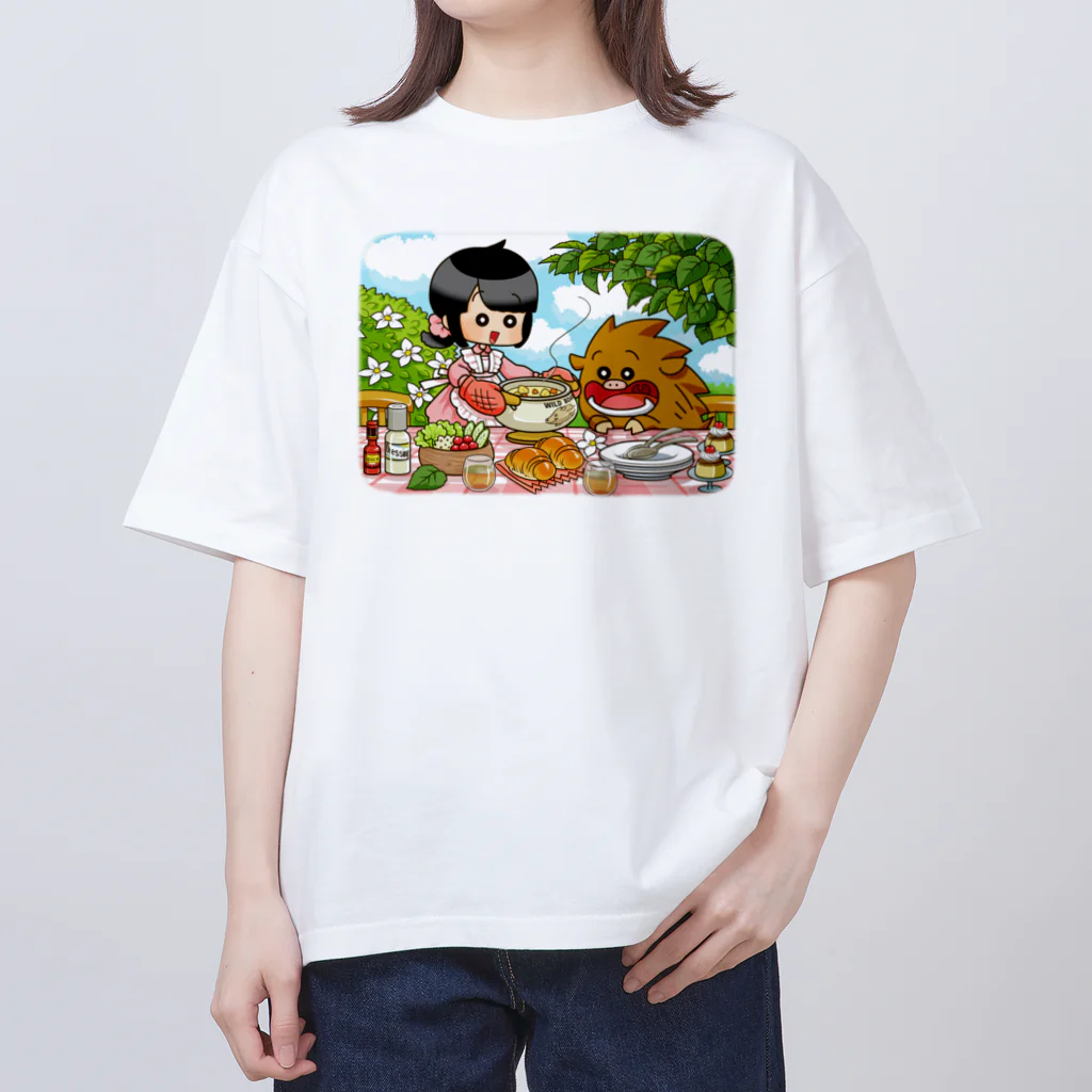 イノシシライフ INOsisiLIFEのふゆゆんとぼさいのの食卓 オーバーサイズTシャツ