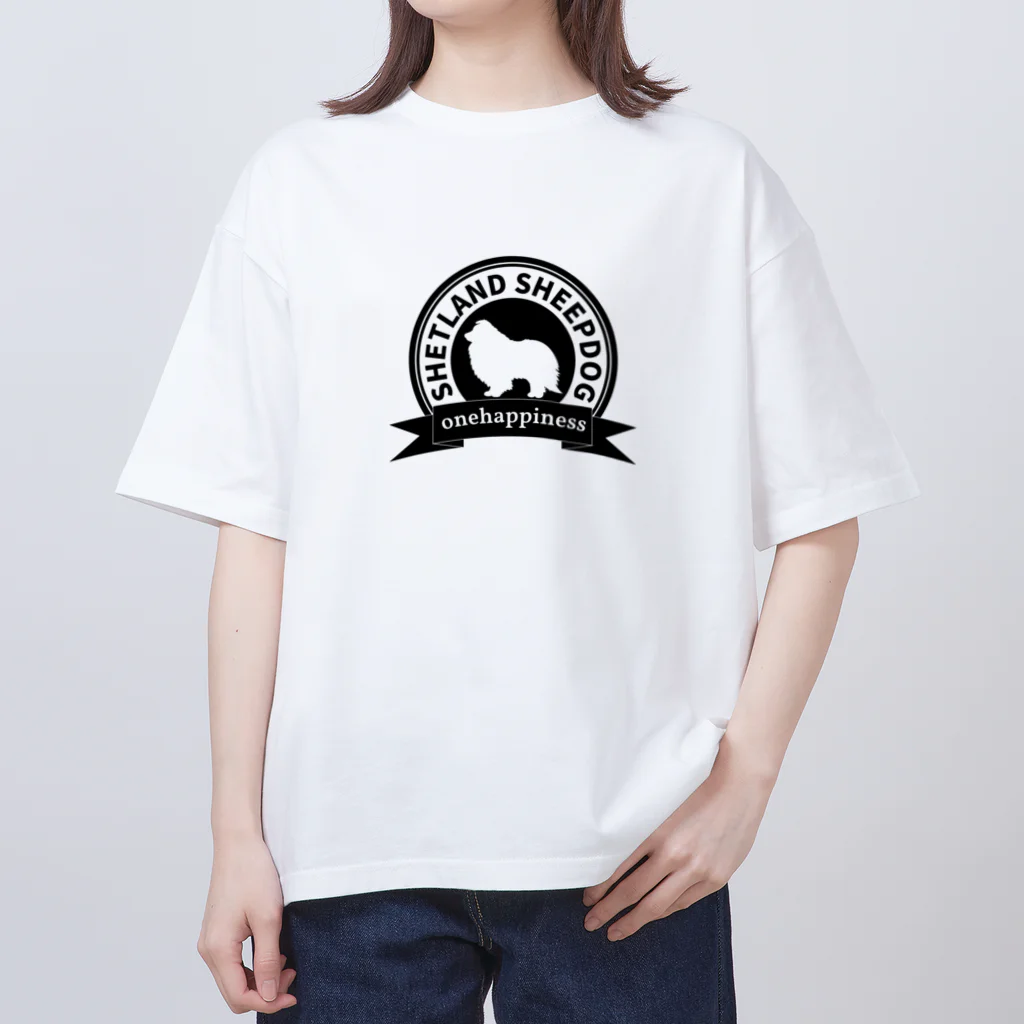 onehappinessのシェルティ シルエット　エンブレム2 オーバーサイズTシャツ