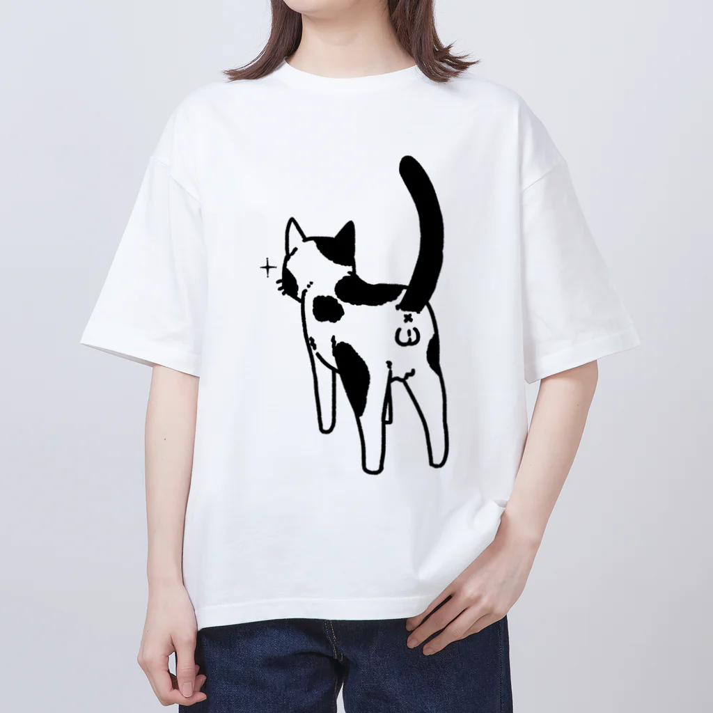 Riotoのねこけつω（ぶち猫） オーバーサイズTシャツ