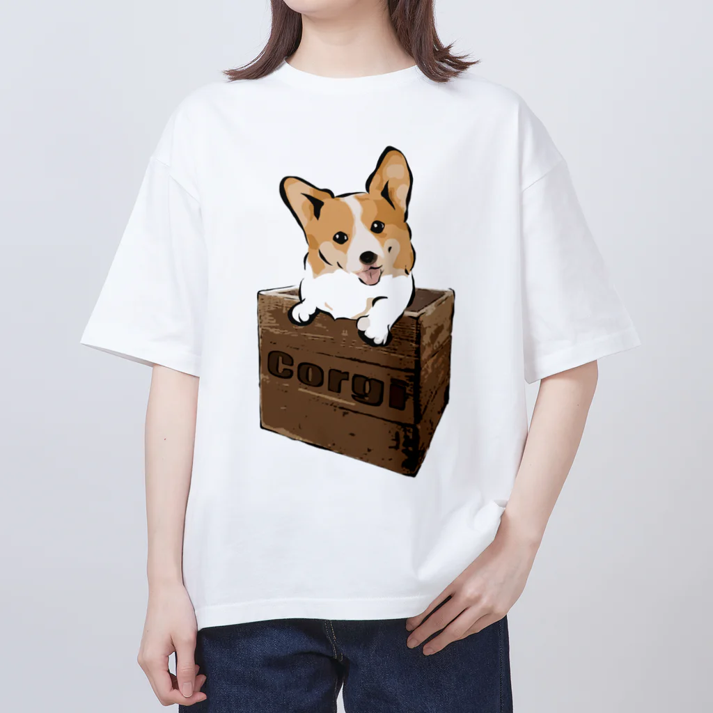 犬グッズの店しえるぶるーの箱入りコーギー Oversized T-Shirt