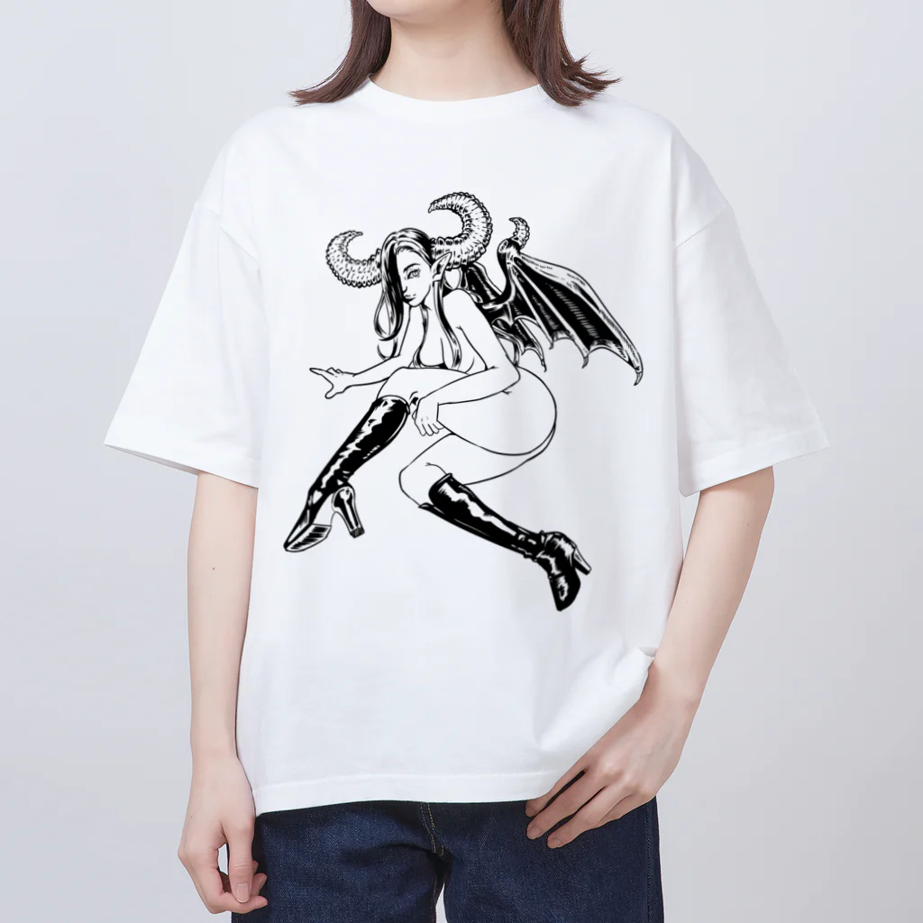 tama.llustrationのロックT ROCK'N PUNK - 悪魔ちゃん  モノクロ オーバーサイズTシャツ