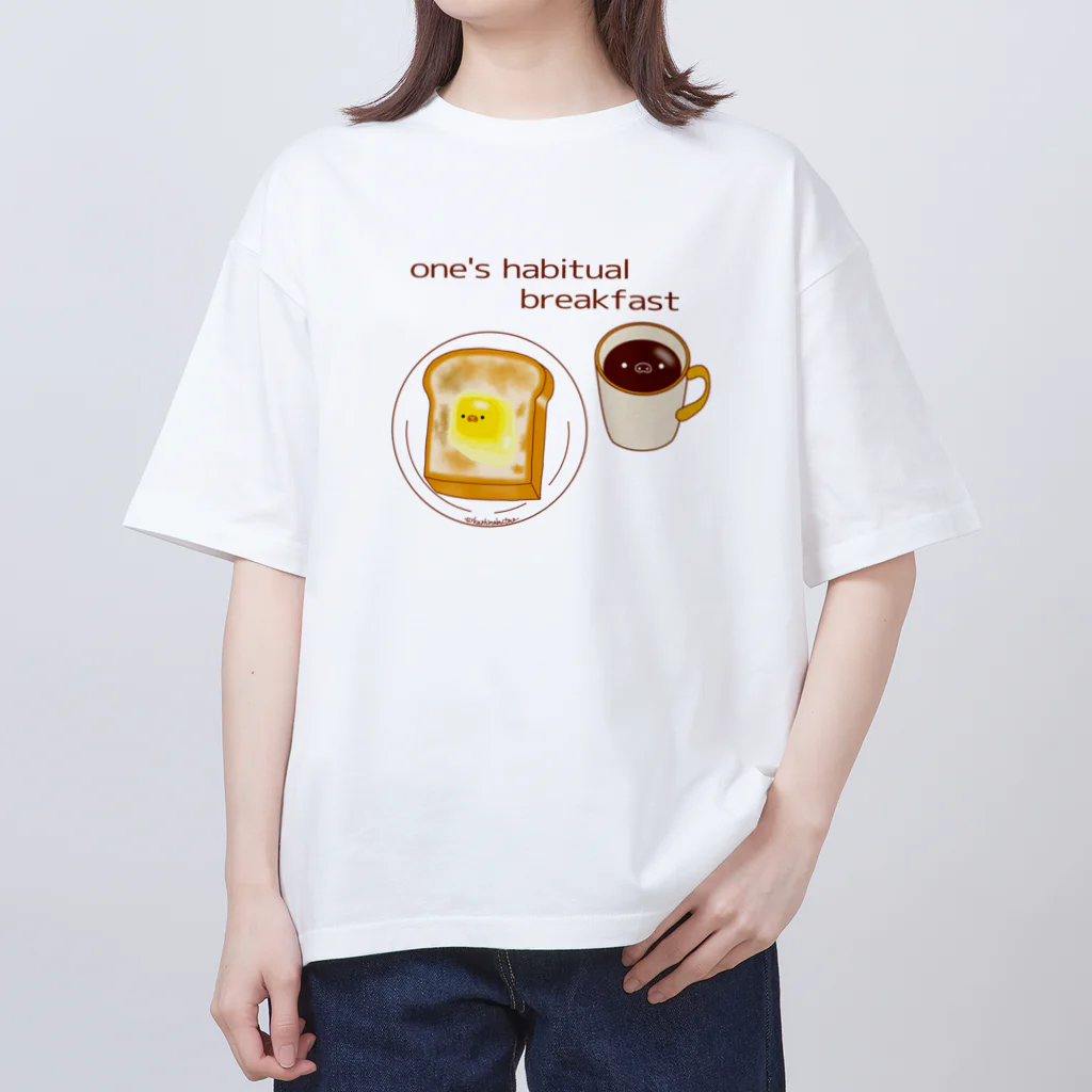 Draw freelyのいつもの朝食　洋 オーバーサイズTシャツ