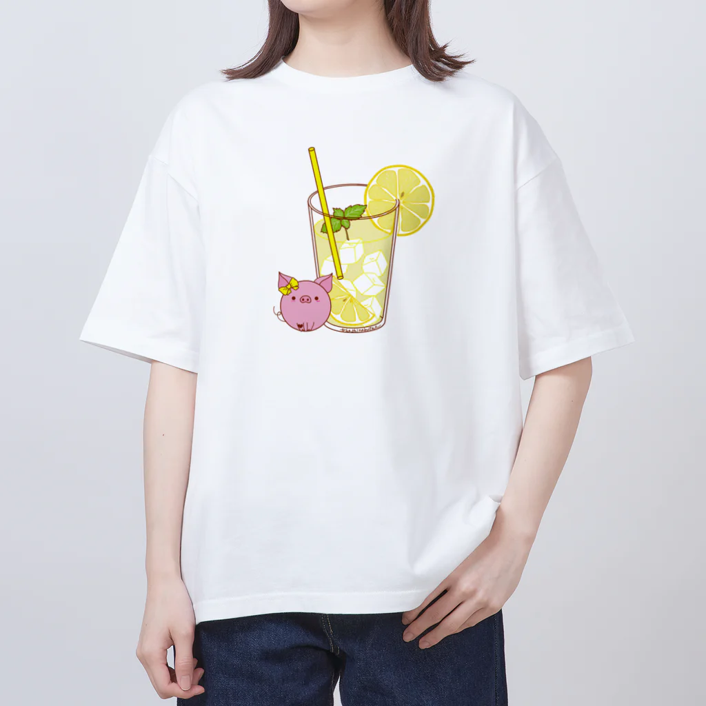 Draw freelyのレモネードとぶたくん オーバーサイズTシャツ