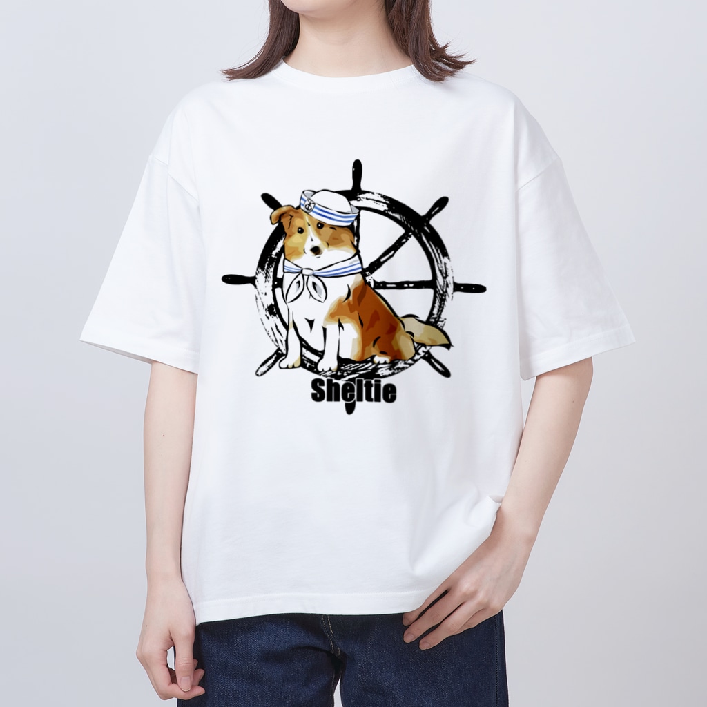 犬グッズの店しえるぶるーのマリンだワン　シェルティー Oversized T-Shirt