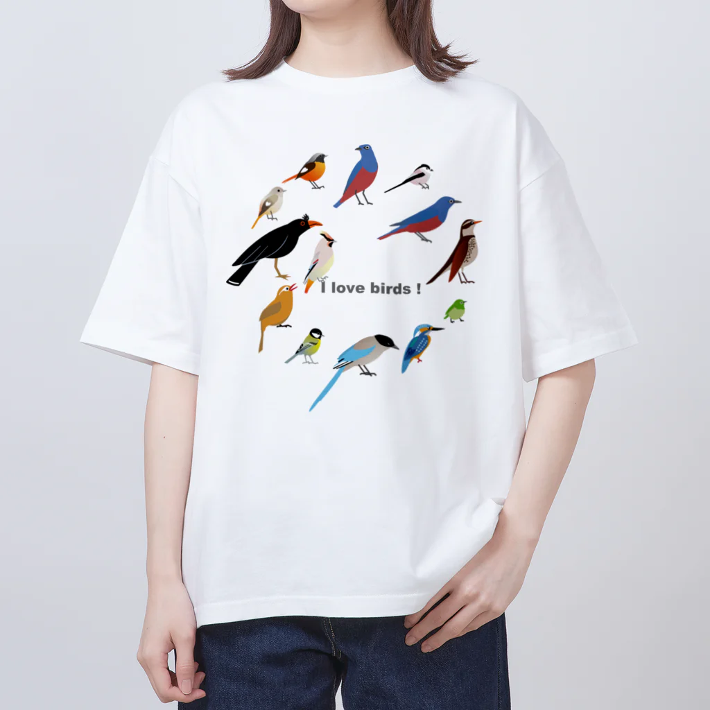 エダマメトイチ雑貨店のI love birds A 特大 オーバーサイズTシャツ