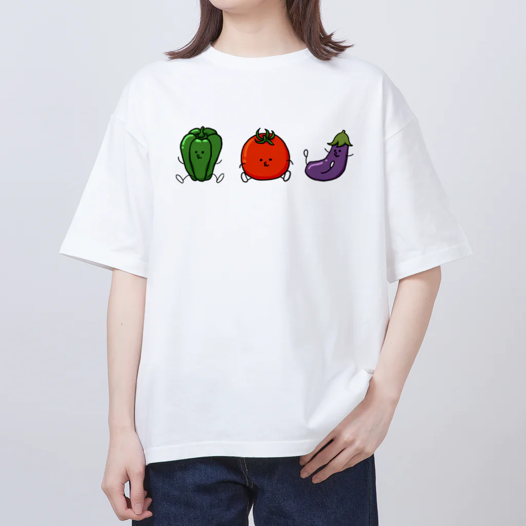 くつしたマン屋さんの夏野菜達 Oversized T-Shirt