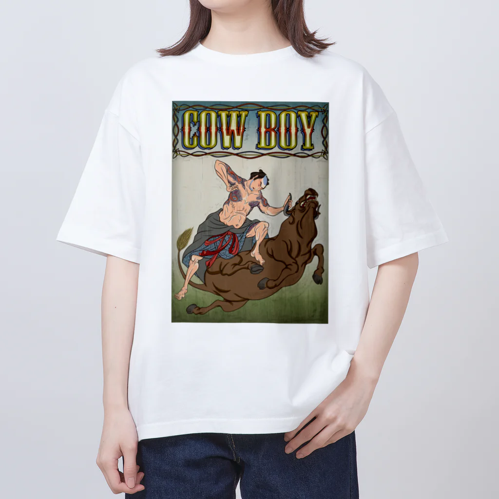 nidan-illustrationの"cow boy"(武者絵) #1 オーバーサイズTシャツ