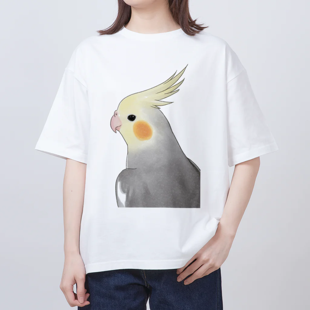 まめるりはことりの見つめるオカメインコちゃん【まめるりはことり】 オーバーサイズTシャツ