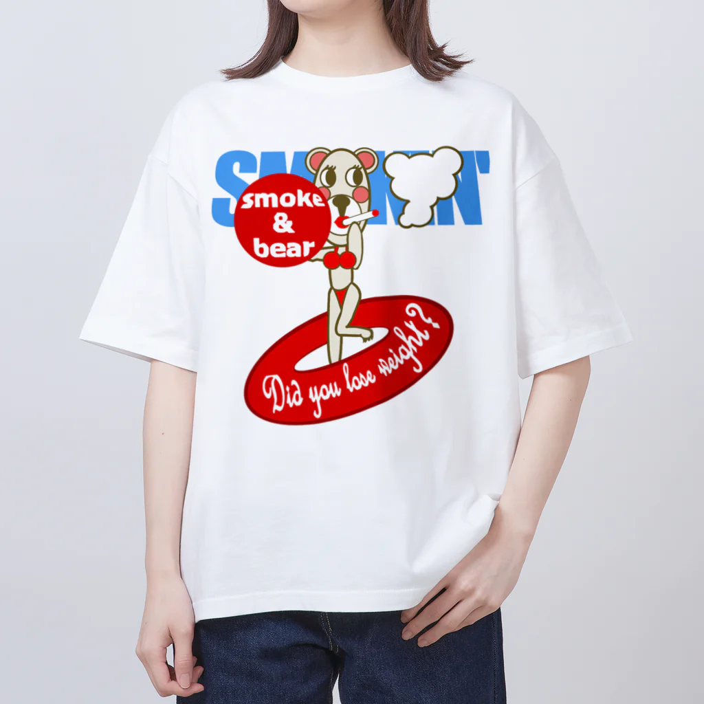 オリジナルデザインTシャツ　SMOKIN'のセクシーモクモックマinビーチ 白 オーバーサイズTシャツ