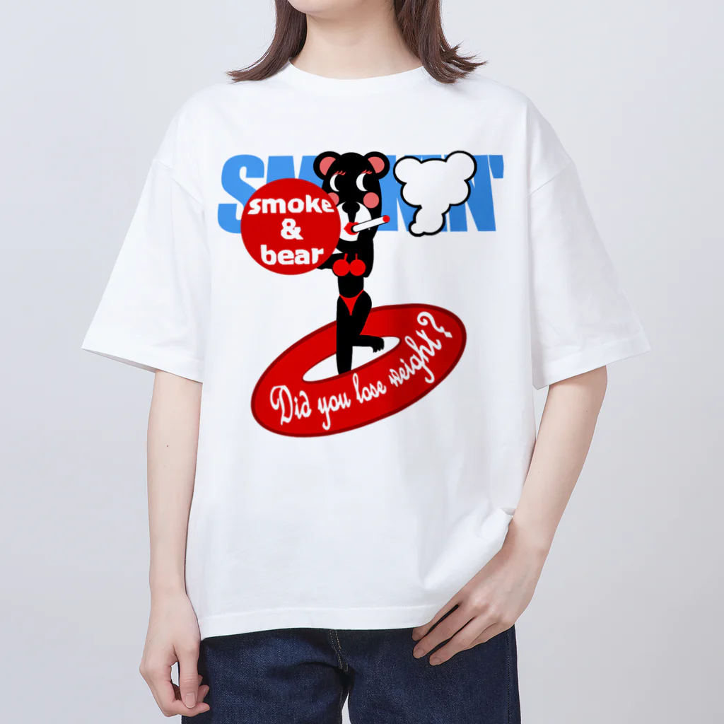 オリジナルデザインTシャツ　SMOKIN'のセクシーモクモックマinビーチ 黒 オーバーサイズTシャツ