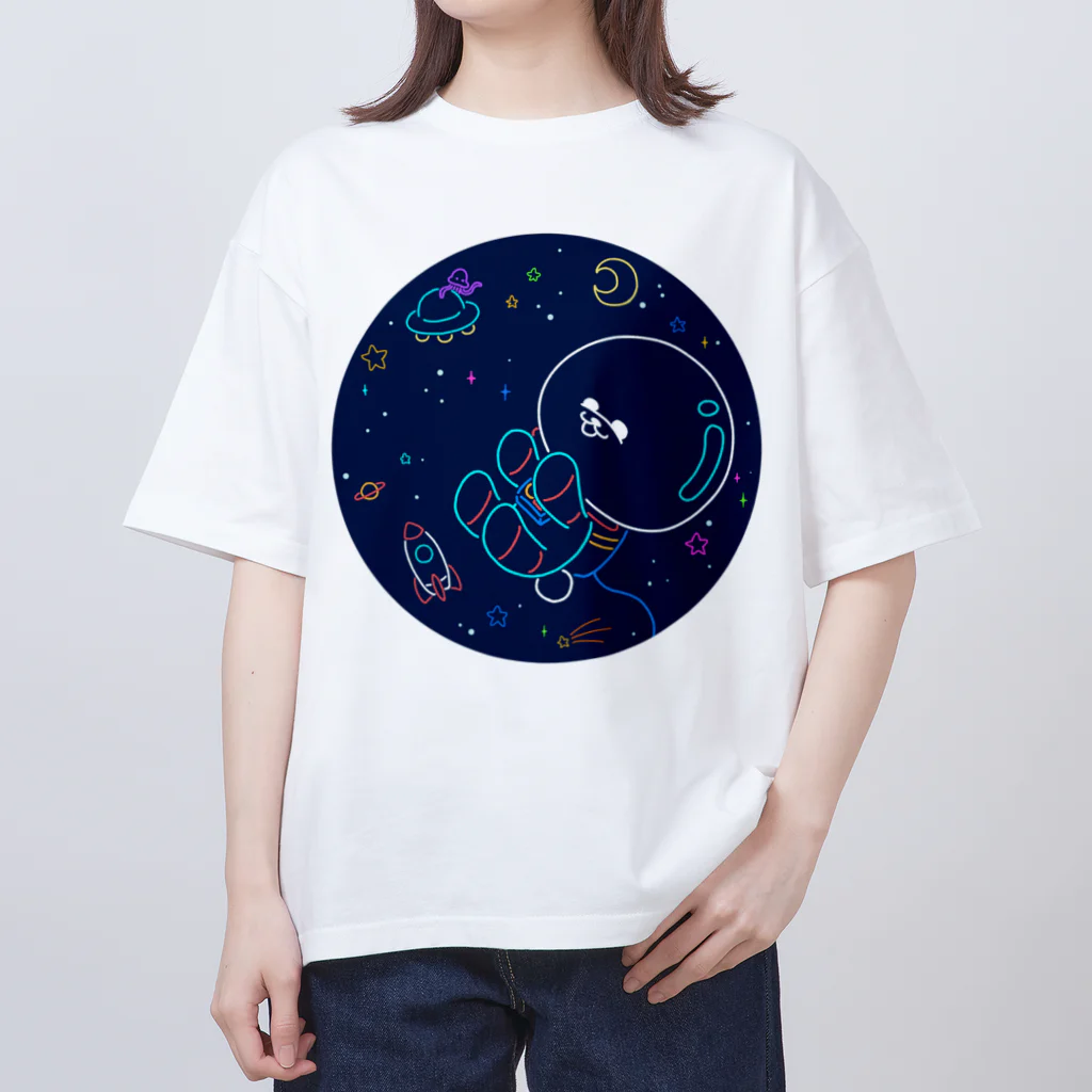 甘漏り屋の宇宙遊泳ビション・紺 Oversized T-Shirt