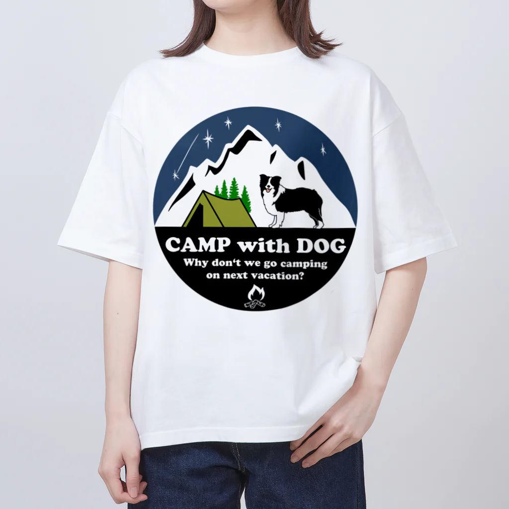 Kazunari0420のCamp  with Dog (Border collie) Oversized T-Shirt