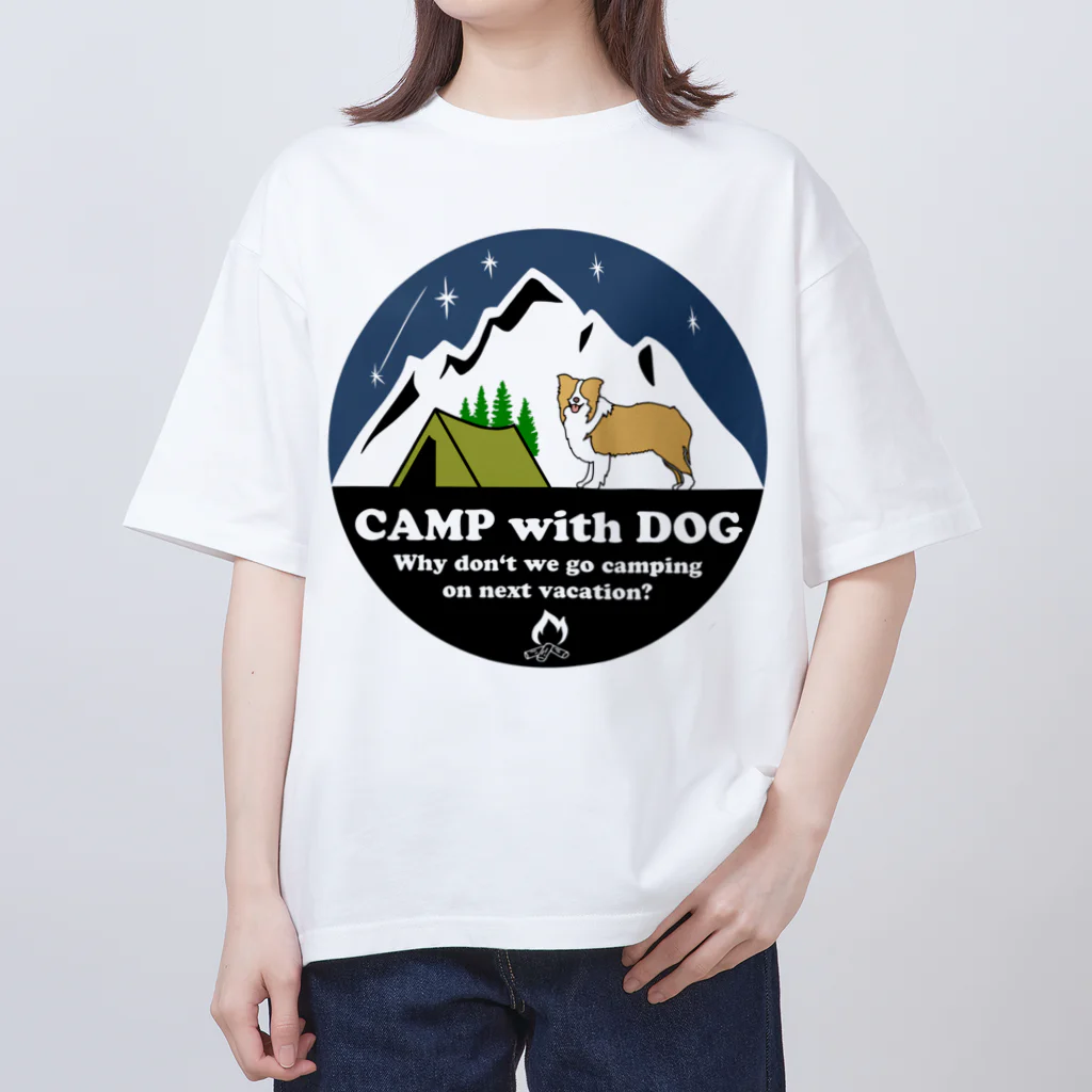 Kazunari0420のCamp with dog (ボーダーコリー　レッド） オーバーサイズTシャツ