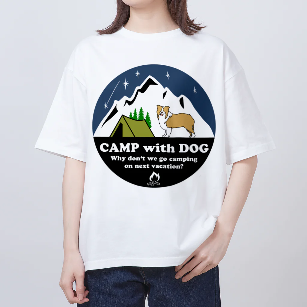 Kazunari0420のCamp with dog (ボーダーコリー　レッド） Oversized T-Shirt