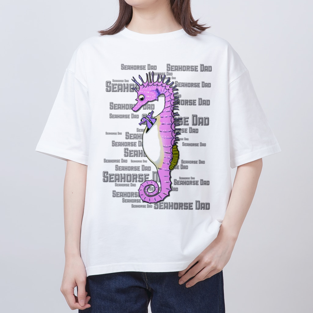 LalaHangeulのSeahorse Dad ピンク Oversized T-Shirt