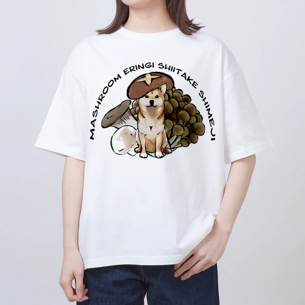 犬グッズの店しえるぶるーのきのこ犬　柴犬 オーバーサイズTシャツ