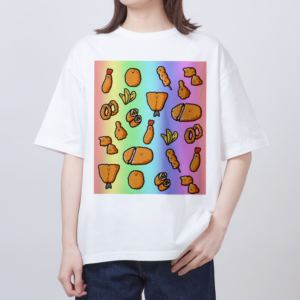 いそがしくてもメシのプレミアムフライデー レインボー Oversized T-Shirt