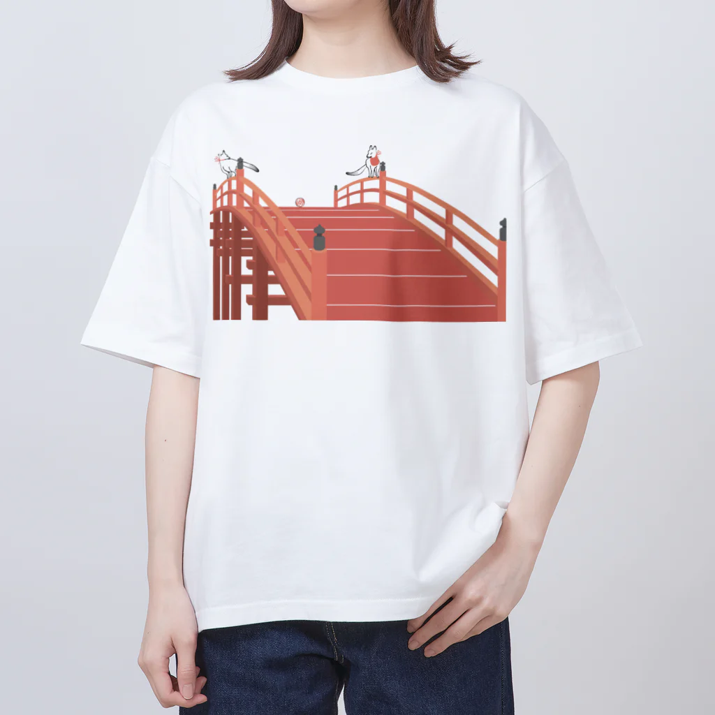 Amiの狐の赤太鼓橋 オーバーサイズTシャツ