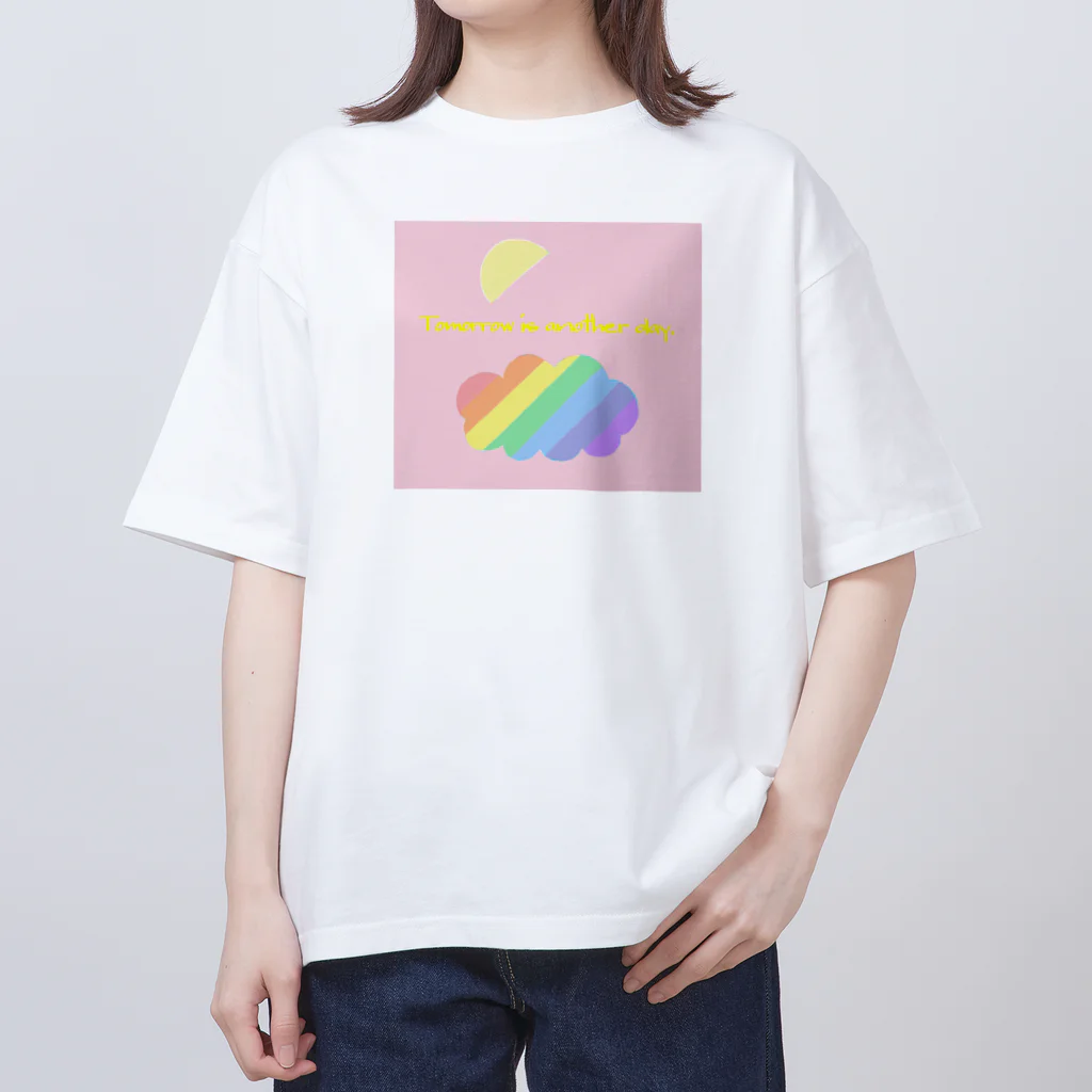 ホームタウンスター　Hometown Star の虹雲と半月（夕焼け）　Rainbow Cloud and the Half-Moon (Sunset) オーバーサイズTシャツ