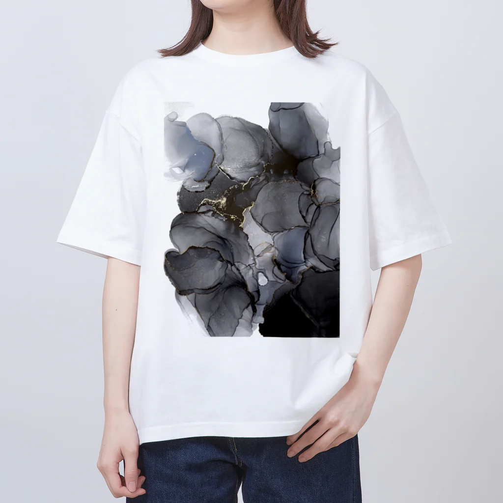 美（utsukushi）のモノクロ大理石調 Oversized T-Shirt