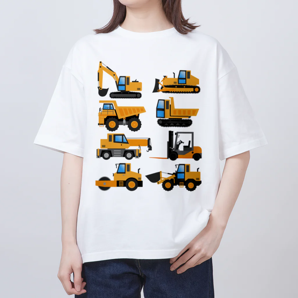 働く車・乗り物Tシャツ／KK商店のいろんな重機 オーバーサイズTシャツ