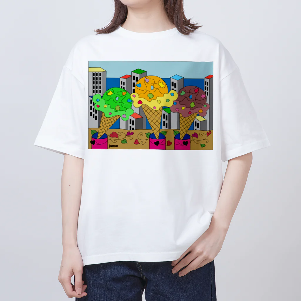 Blupiggの踊るアイスクリームA オーバーサイズTシャツ