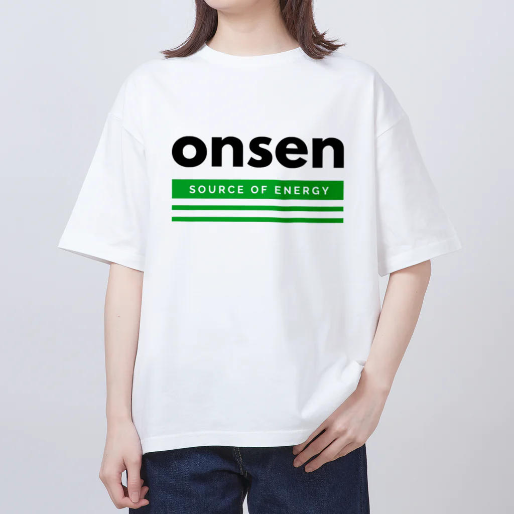 温泉グッズ@ブーさんとキリンの生活のonsen（ブラック） オーバーサイズTシャツ