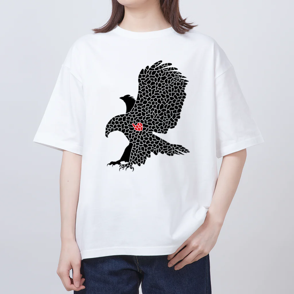 生物＝ケモノのヲ店の『tiles』eagle Oversized T-Shirt