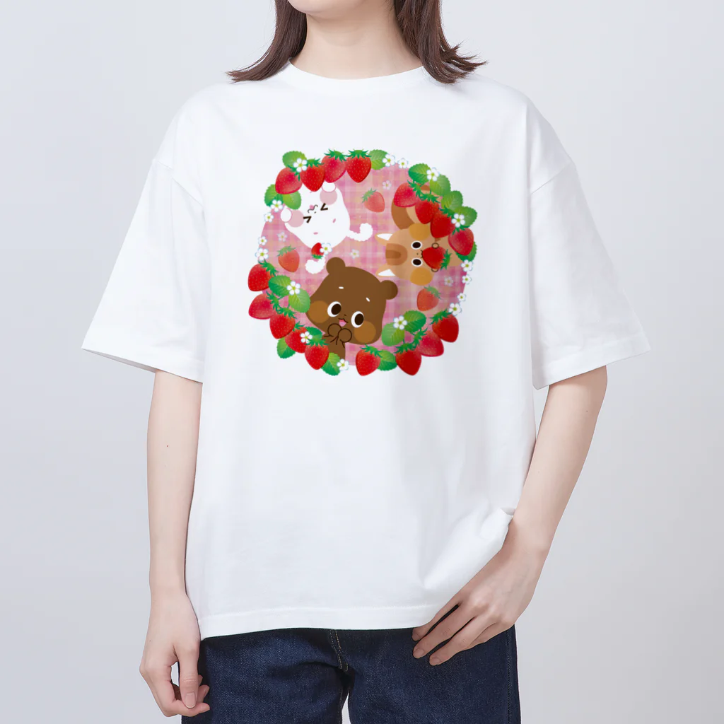 ゆるかわグラデーション＠NonnoDesignLaboのイチゴがいっぱい Oversized T-Shirt