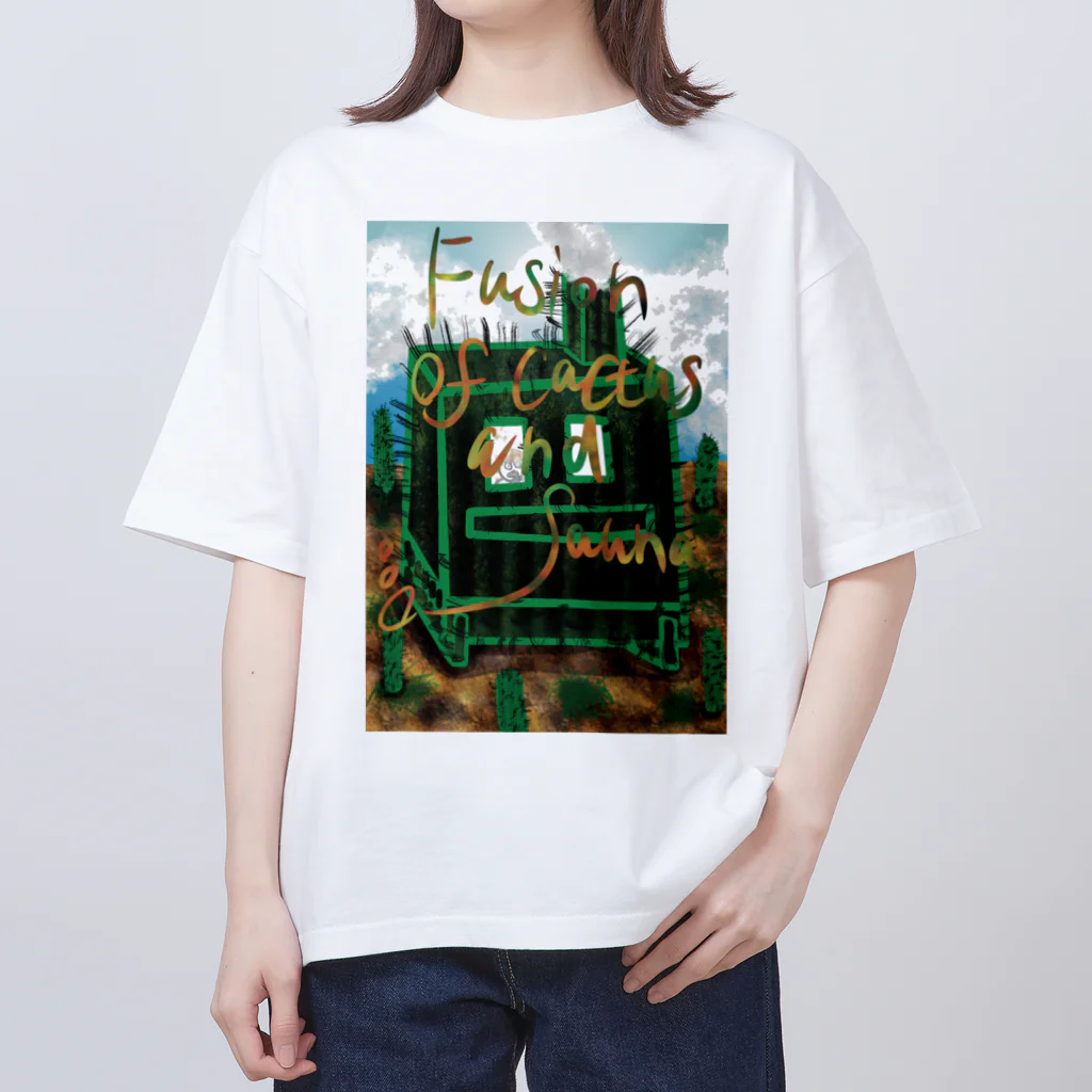 AkironBoy's_Shopのサボテンとサウナの融合 (Fusion of cactns and Sauna) Oversized T-Shirt