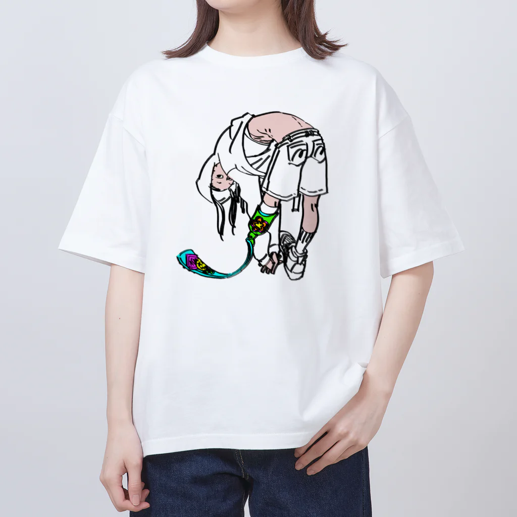 fox fox foxの前屈するCちゃん オーバーサイズTシャツ