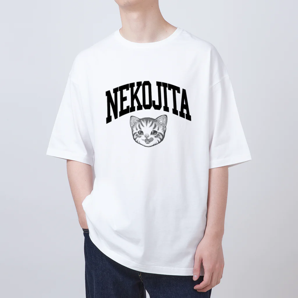 nya-mew（ニャーミュー）の猫舌カミングアウト_グレー オーバーサイズTシャツ