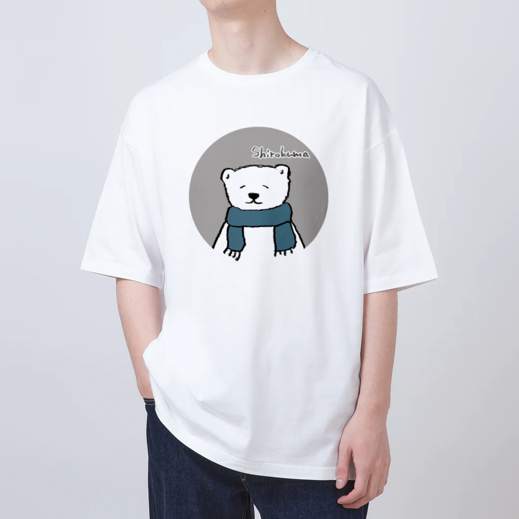 むぎのマフラーをつけたしろくまくん オーバーサイズTシャツ