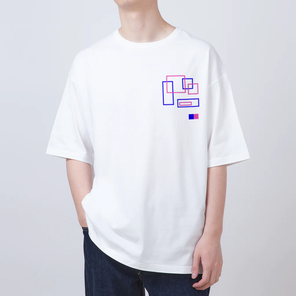 シンプルのシンプルデザイン青×ピンク Oversized T-Shirt