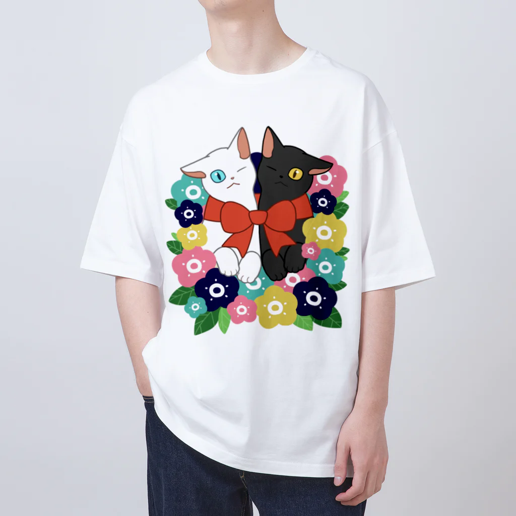 OSORAの花束と猫たち オーバーサイズTシャツ