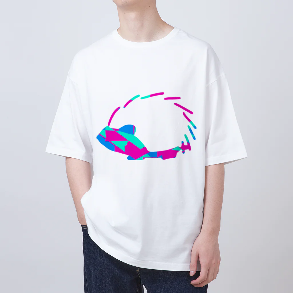 shi-chi Labo graph(詩一）のガラスチェックハリネズミ Oversized T-Shirt