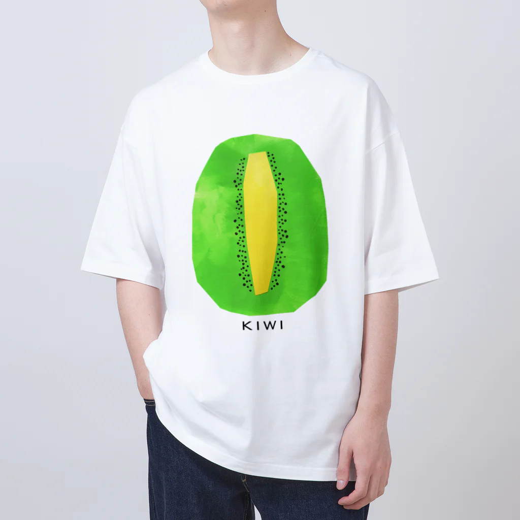 花と女性のイラストレーションのキウイ（kiwifruit）2022 オーバーサイズTシャツ