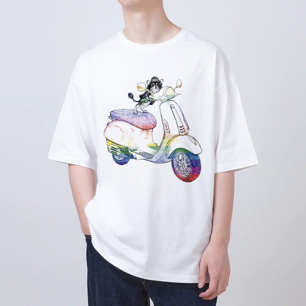 N谷スタジオのチワワのすっちゃんバイクに乗る〜レインボーバージョン〜 Oversized T-Shirt
