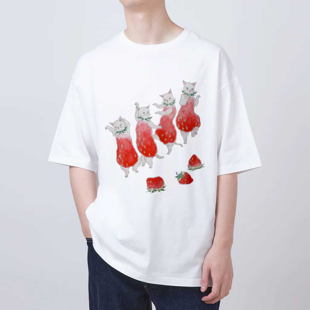 トコロコムギのいちごの妖精にゃんこ Oversized T-Shirt