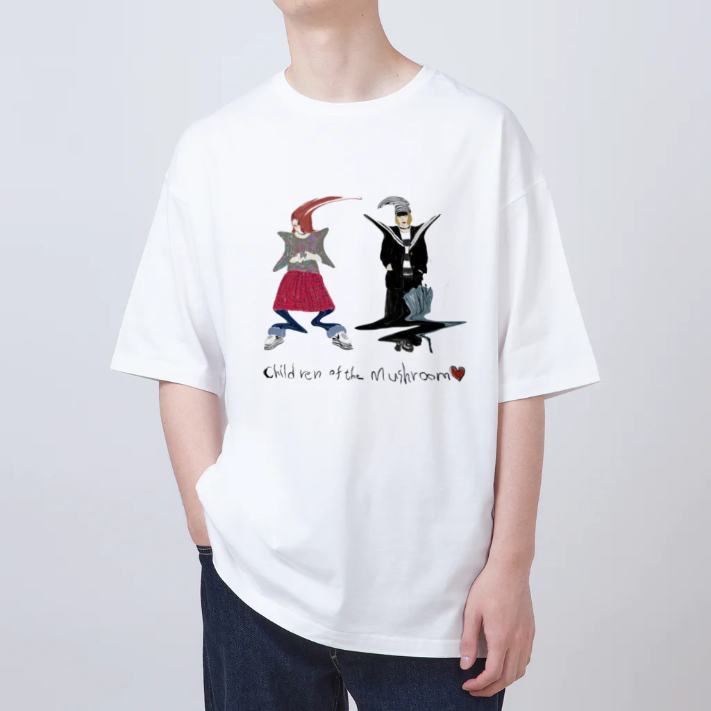 わんにゃん動物園！のchildren of mushroom オーバーサイズTシャツ