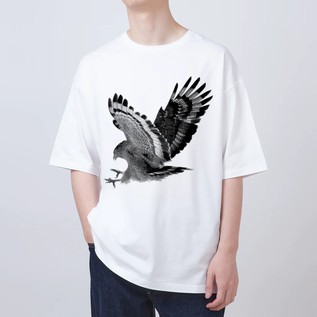 WILDBIRD GOODS SHOPのカンムリワシ・モノクロ オーバーサイズTシャツ