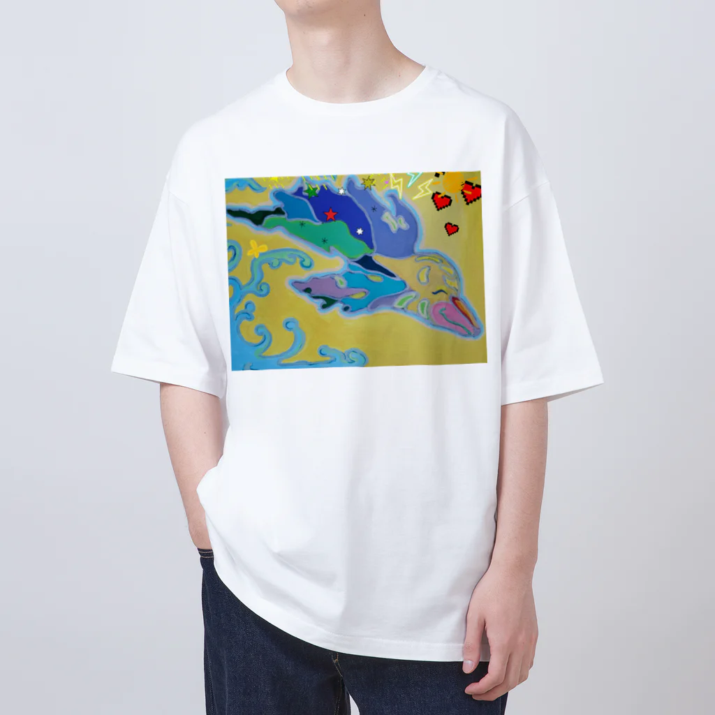 アート工房　甘月蝕(kanngesshoku)『TAaKA』のストアのMary's  tweets『ワーイ、海水浴って最高!!』 オーバーサイズTシャツ