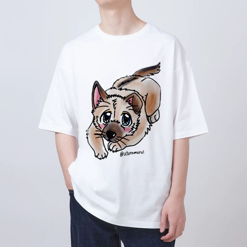 宇寅。の泥棒フェイスの子犬 Oversized T-Shirt