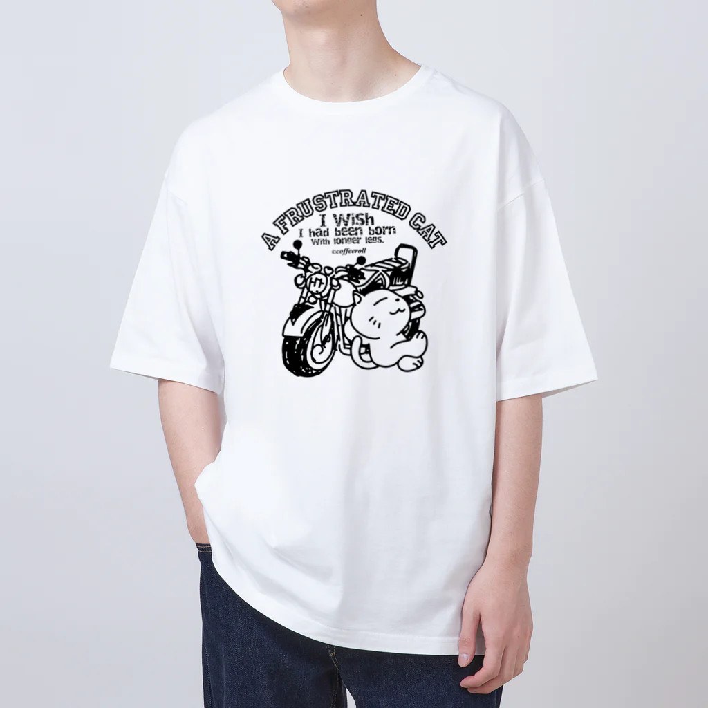 コーヒーロールのA FRUSTRATED CAT-01/バイクに乗りたかった猫 Oversized T-Shirt