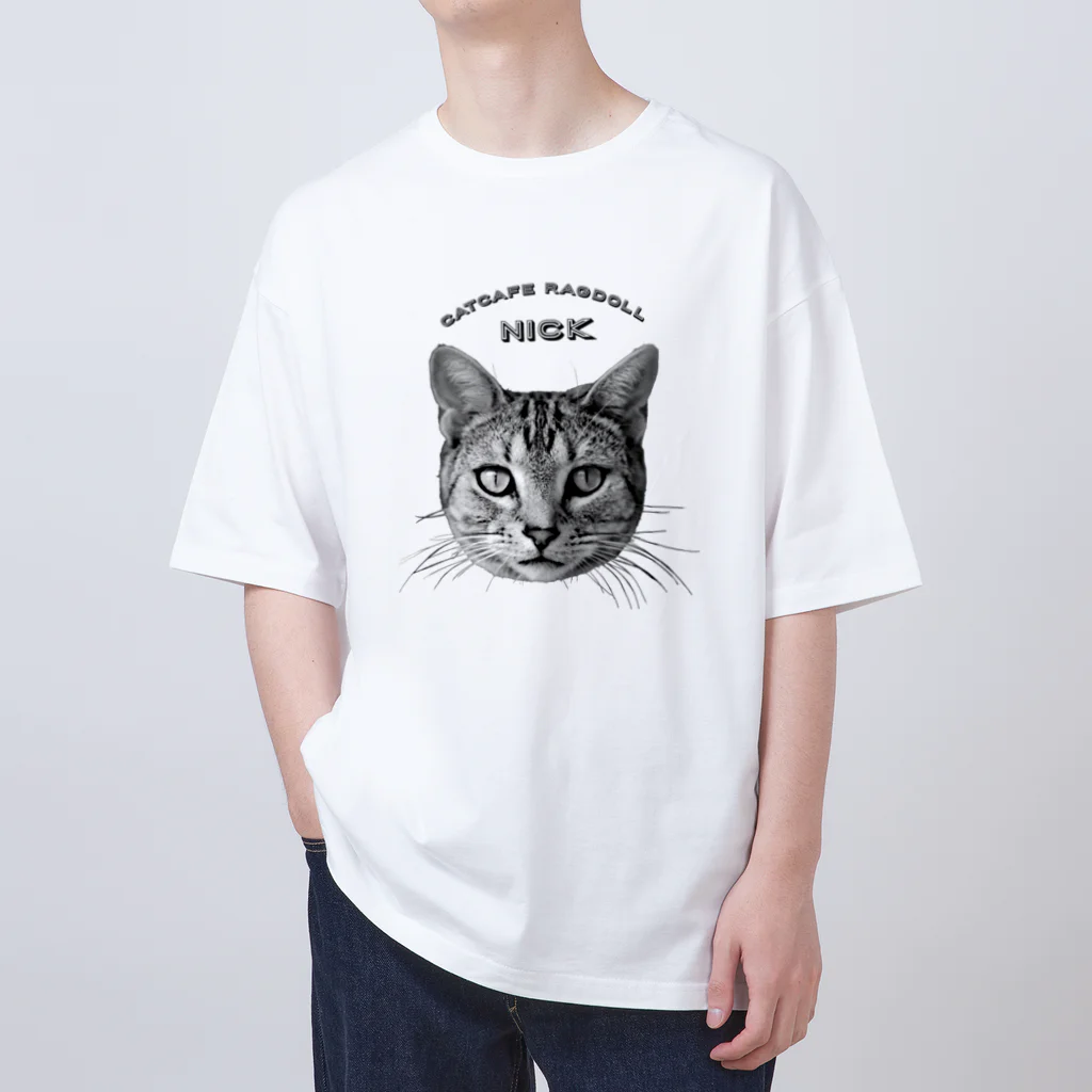 猫カフェラグドール（大阪難波）のニックを応援し隊！モノクロ Oversized T-Shirt