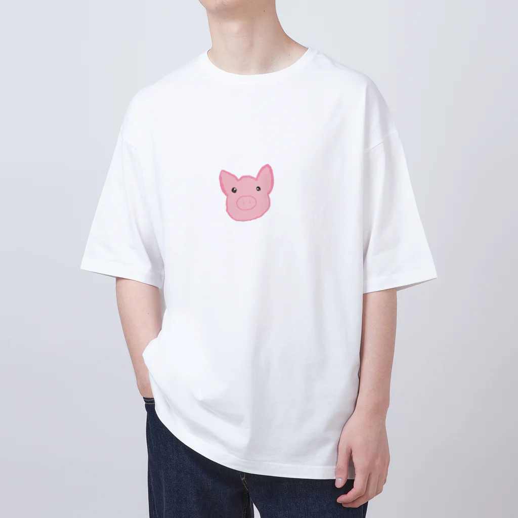 るんるんこぶたの前をみつめるぶた オーバーサイズTシャツ