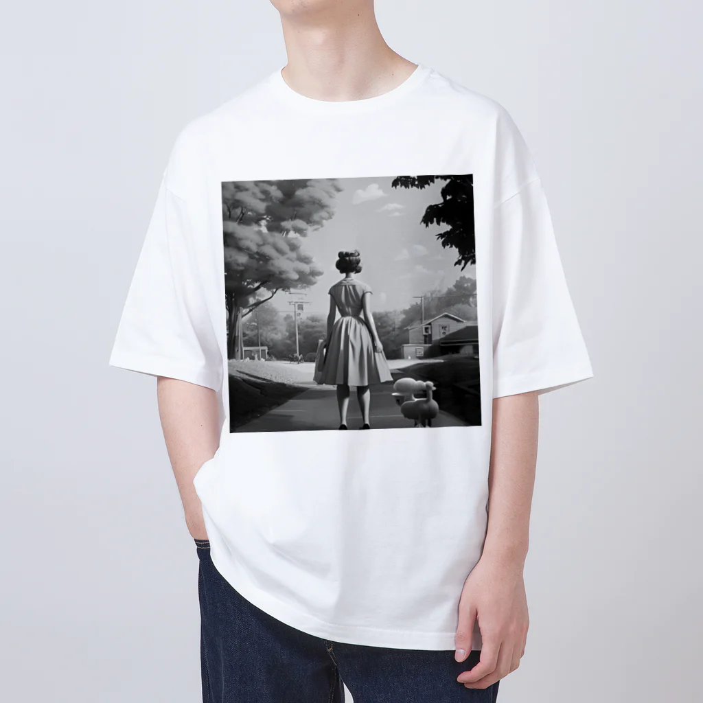 Luxim(モノクロ専門)のモノクロ少女バックプリント Oversized T-Shirt