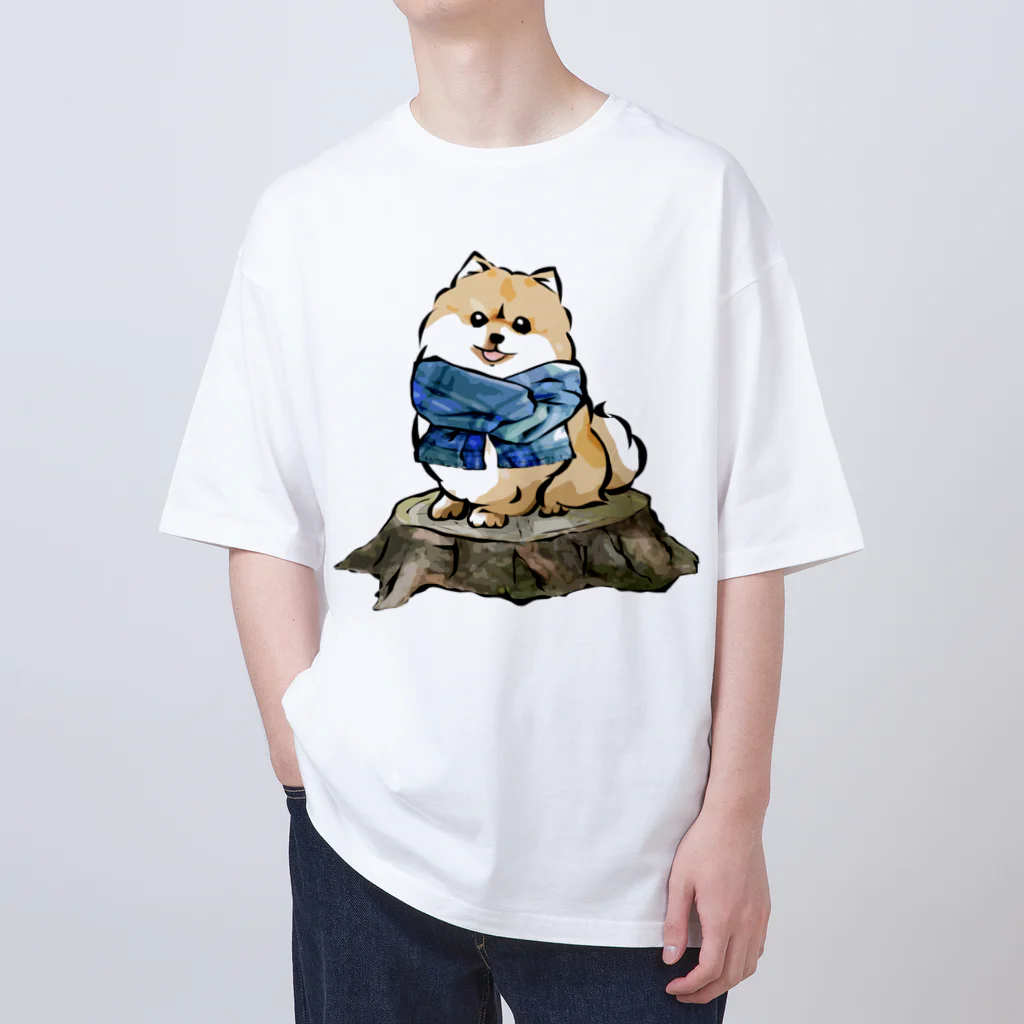 犬グッズの店しえるぶるーのマフラー犬　ポメラニアン Oversized T-Shirt