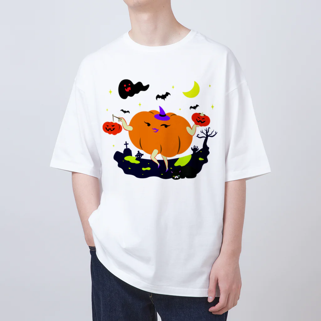 猫舌と肉球のかぼちゃの提灯をもつかぼちゃ Oversized T-Shirt